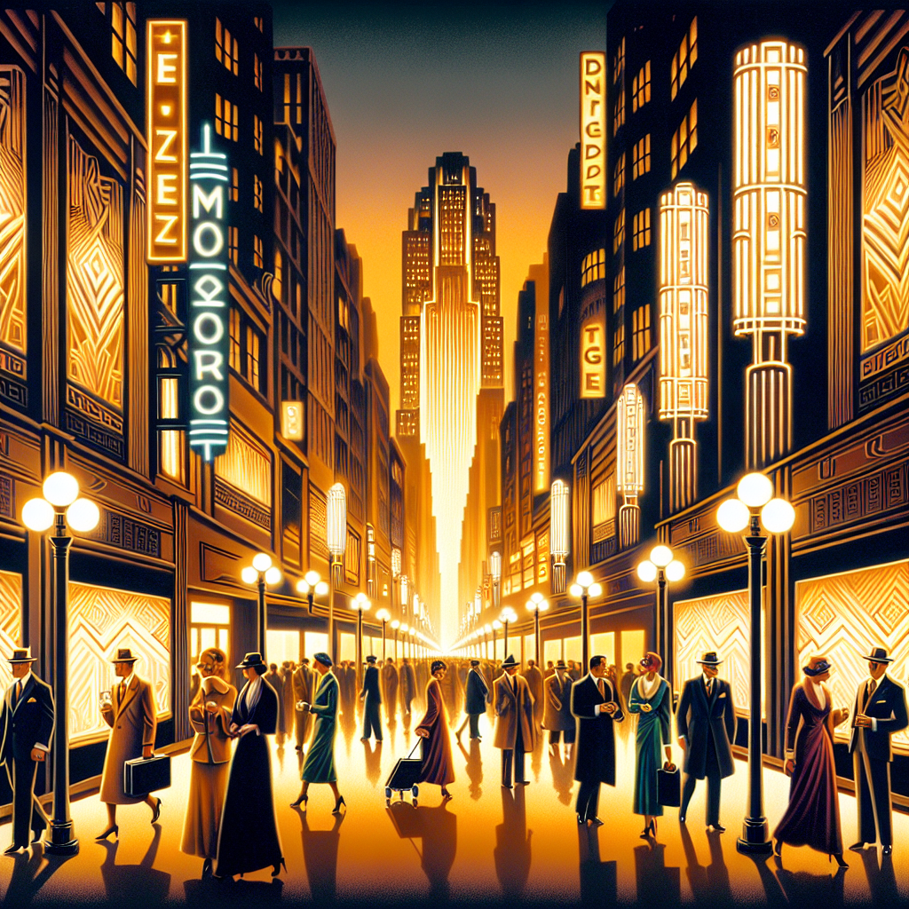 Art Deco Inspired Urban Evening Scene