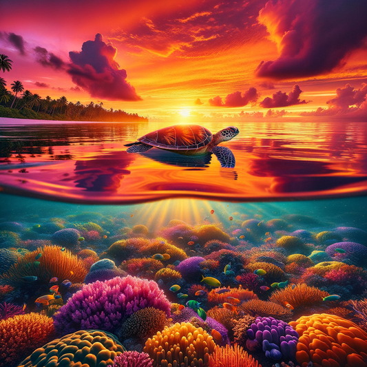 Sunset Over a Tropical Coral Reef